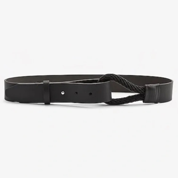 Express Black Faux Leather Rope Tie Belt - Picture 3 of 7